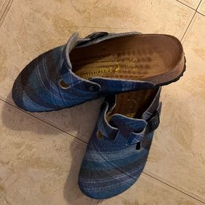Plaid Blue Birkenstocks, see pictures for details.